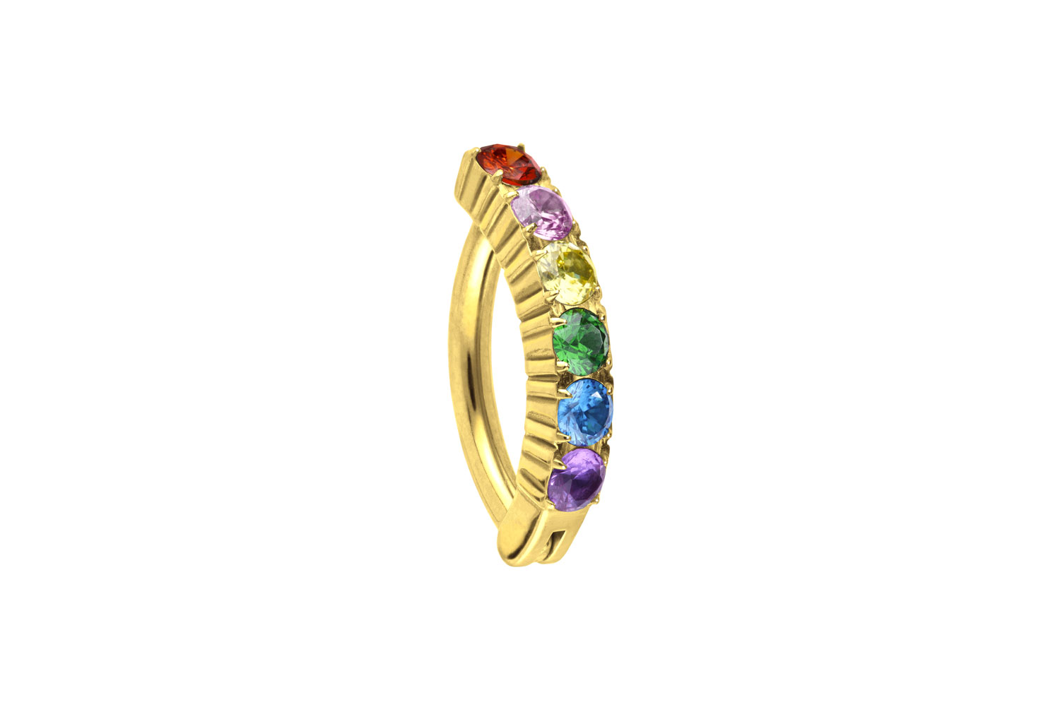 Titan Bauchnabelclicker Bauchnabelpiercing BOGEN + EINGEFASSTE BUNTE KRISTALLE